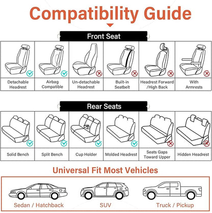 Coverado Car Seat Cover, Front Seat Cover, 2 Pack Universal Seat Covers for Cars, Breathable Nappa Leather Seat Cover, Waterproof Car Seat Protectors, Automotive Seat Covers Fit for Most Cars Black