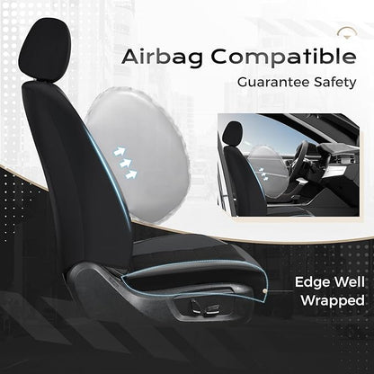 Coverado 3D Air Mesh Front Car Seat Cover, Sports Carbon Fiber Design, Breathable Seat Protectors Airbag Compatible Comfort Universal for Most Cars, Van,Trucks, SUV, Black