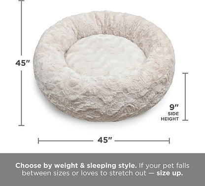 Best Friends by Sheri The Original Calming Donut Dog Bed for Extra-Large Dogs up to 150 lbs, Lux Faux Fur, Dark Brown, 45" x 45"