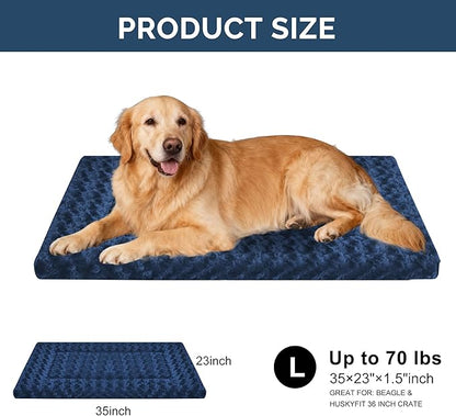 Dog Beds Crate Pad, Dog Bed Mat for Large Dogs Sleeping, Soft, Durable, Washable & Anti-Slip Crate Pads, Reversible Kennel Mat L(35”*23“*1.5”)