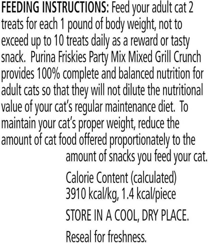 Friskies Party Mix Cat Treats Chicken Mixed Grill Crunch, Beef and Salmon, 2.1 Oz