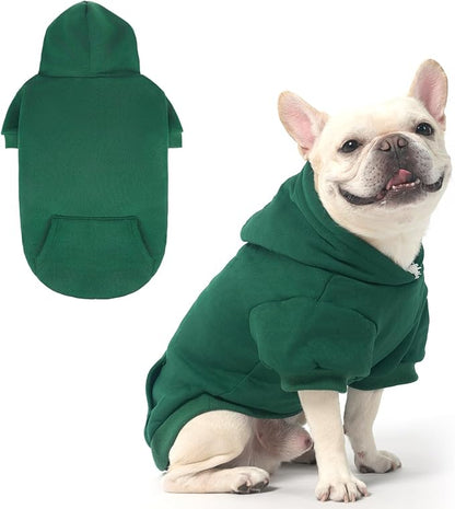 KOOLTAIL Dog Hoodie for Large Medium Small Dogs,Soft&Warm Pet Sweater with Leash Hole and Pocket Boy Girl, Puppy Fall Winter Jacket Clothes,French Pitbull Cold Weather Coat Sweatshirt,Deep Green M