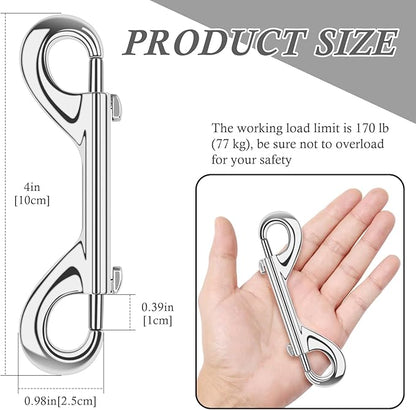 ERKOON 15 Pack Heavy Duty Snap Hooks Double Sided Clips for Hanging Horse Tack Sling Feed Buckets Dog Leash Collar Key Chain Zinc Alloy Metal Snaps Clip (4 Inch)
