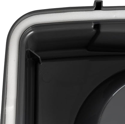 IRIS USA Dog Bowls Elevated with Storage, 15" H Raised Feeding Station, Dog Bowl Stand with Airtight Food Storage Holds 47 lbs, 2 Removable 64 oz Stainless Steel Bowls for Large Dogs, Smoke/Black
