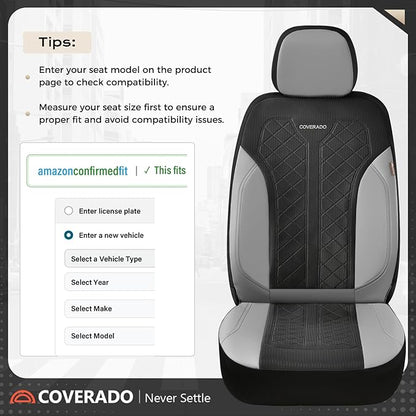 Coverado Leather Car Seat Cover for 2 Seats Front Seat Covers Waterproof Seat Covers 2-Pack Luxury Car Seat Protectors Universal Fit for Most Vehicles, SUV, Truck, Sedan