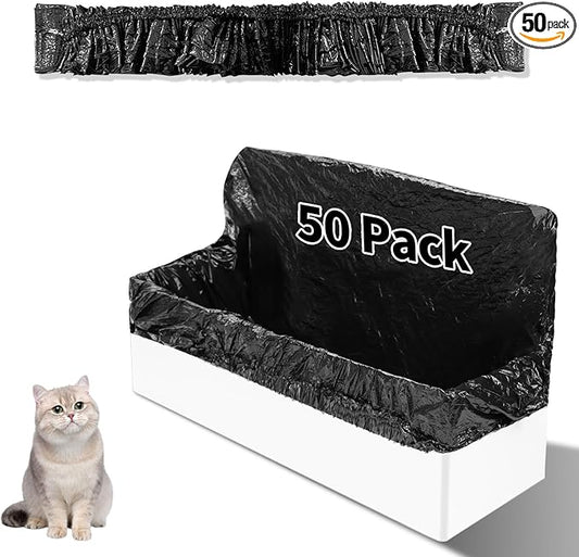Trash Bags Compatible with Popur X5 Litter Box - with Elastic Band, Thickened Design for Popur X5 Self-Cleaning Cat Litter Box/Home Trash Bags -Black (50 Pcs)