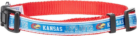 Pets First Collegiate PET Collar New Version Kansas Jayhawks Dog Collar, Size Medium. Best Sports Team Color for Dogs & Cats. A Shiny & Colorful Dog & Cat Collar Licensed by The NCAA