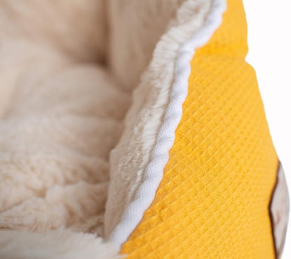Armarkat Cat Bed Model C75HMB/MH Gold Waffle Texture Poly Blend and White, 22 x 18 x 14