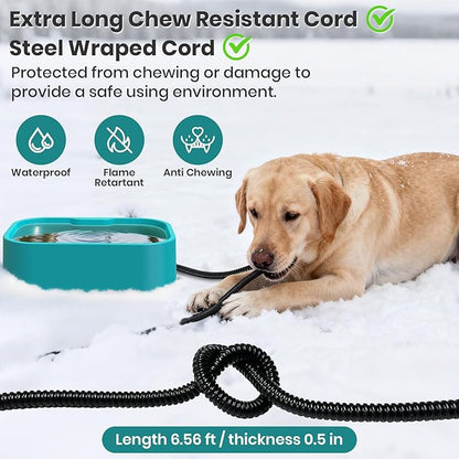 IPOW 1.45 Gal/5.5L Extra Large Heated Water Bowl with 5 Layers Design for Heating & Heat Preservation Provides Drinkable Water & Food in Winter Heated Pet Bowl for Cat Rabbit Chicken Duck Squirrel