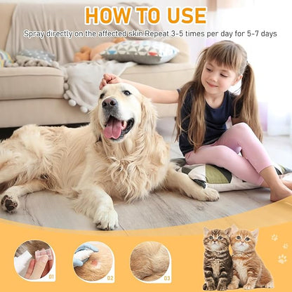 Pet Skin Sprays for Dogs & Cats,Pet Skin Care Spray, Nature Soothing Spray for Clean and Soft Skin, Pet Skin Treatment Spray for All Animals (2Pcs)