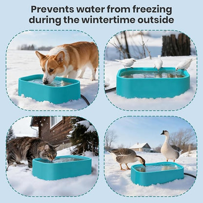 IPOW 1.45 Gal/5.5L Extra Large Heated Water Bowl with 5 Layers Design for Heating & Heat Preservation Provides Drinkable Water & Food in Winter Heated Pet Bowl for Cat Rabbit Chicken Duck Squirrel