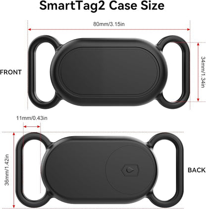 Waterproof Silicone Case Holder for Galaxy Smarttag2, 2 Pack Pet Dog Cat Collars, Anti-Lost Scratch Resistant Holder Accessory Protective Cover for Samsung Galaxy Smart tag2 (Grey/Pink)