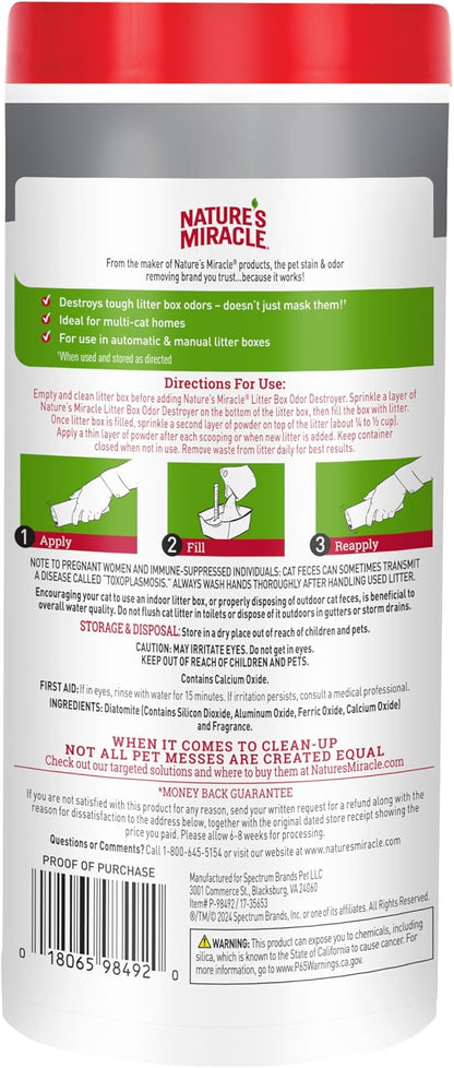 Nature's Miracle Litter Box Deodorizer, 20 Ounces, Litter Deodorizing Powder, Cat Odor Control Formula