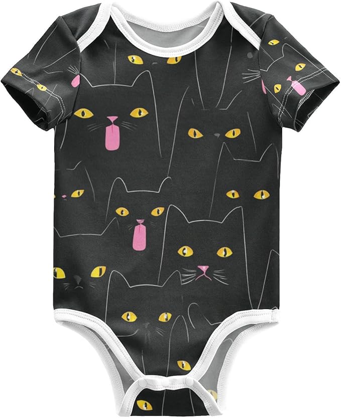 Bright Emotions Raccoons Baby Short Sleeve Bodysuits Romper Unisex Infant Outfit Wrapping Clothes for Boy Girl kids 3M