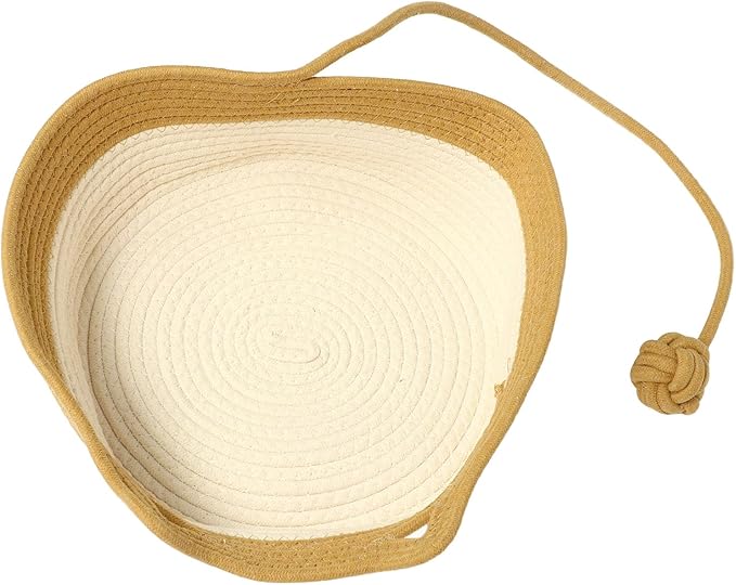Handwoven Cat Bed, Cotton Rope Cat Basket Comfy Cat House for Summer and All Seasons, M Litter Basket with Unique Design, Easily Washed, Multifunctional Pet Supplies