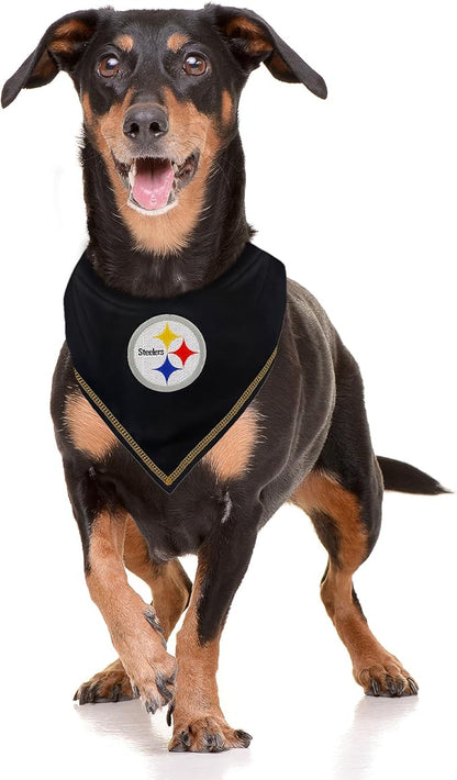 NFL Pittsburgh Steelers TIE Bandana, Large/X-Large. Dog Bandana Scarf Bib for Pet Cat Dog. The Ultimate Game-Day, Party Bandana