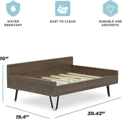 Wooden Dog Bed and Dog Couch with Water-Resistant and Calming Mattress, Small to Medium Elevated Pet Bed, Greenguard Gold Certified, Dog Beds & Furniture, Chase - TailZzz
