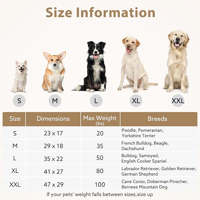 JOEJOY Orthopedic Dog Bed for Large Dogs, Washable Dog Crate Bed Large Sized with Removable Cover, Egg Memory Foam Big Pet Beds, Brown, 35"x22"