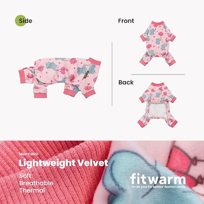 Fitwarm Elephant Fleece Dog Pajamas, Cozy Winter Clothes for Small Dogs Girl, Cute Pet Outfit, Pink, Blue, XXL
