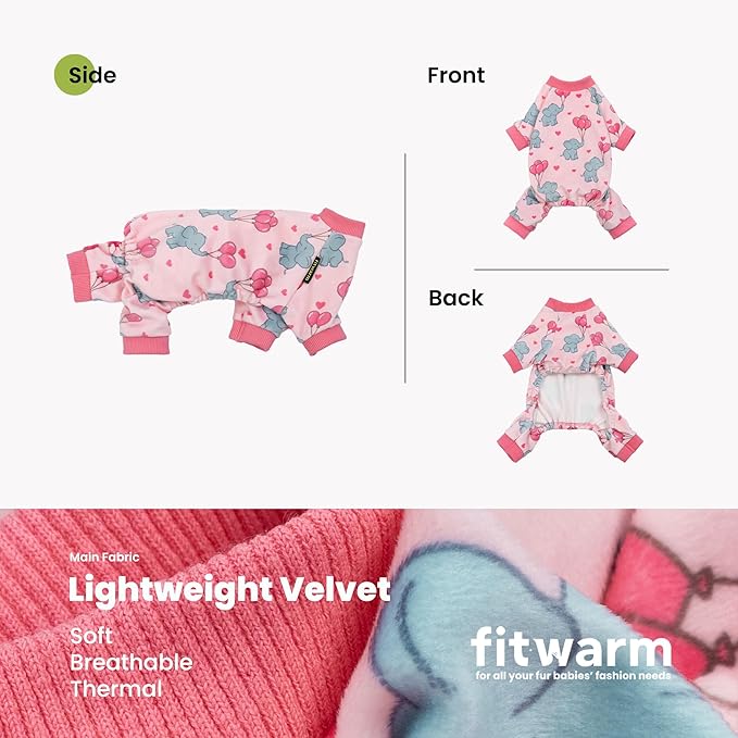 Fitwarm Elephant Fleece Dog Pajamas, Cozy Winter Clothes for Small Dogs Girl, Cute Pet Outfit, Pink, Blue, XS