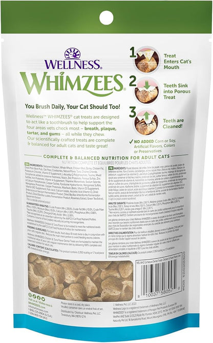 Wellness WHIMZEES Cat Dental Treats, Freshens Breath, Chicken and Tuna Flavor, 2 oz Bag