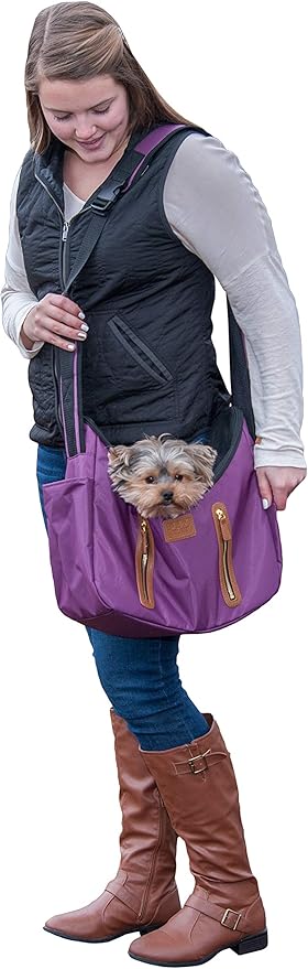 Pet Gear Tote/Sling Carrier for Cats/Dogs, Storage Pocket, Removable Washable Liner, Zippered Top and Mesh Windows, Mulberry, Sling
