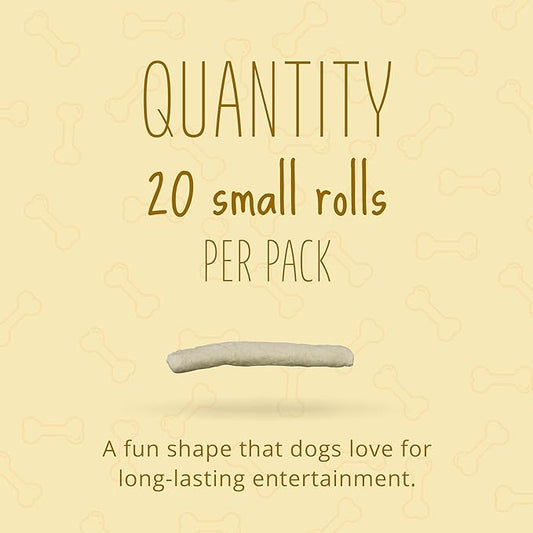 Better Belly Originals Natural Chicken Liver Flavor Small Rolls 20 Count, Highly Digestible Rawhide