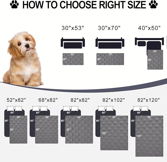 Smiry Reversible Waterproof Couch Covers for Sofa, Washable Dogs Pet Couch Covers for 3 Cushion Sofa Pet Friendly, Water Resistant Furniture Protector Slipcover, Geometric (52"x82", Grey/Dark Grey)