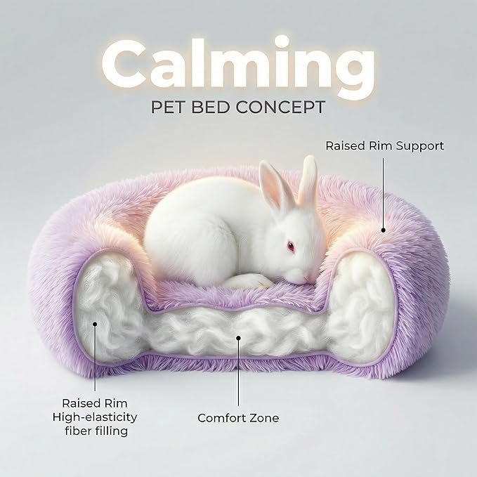Tiny Dog Bed 11.8 Inch for Extra Small Dogs,Washable Puppy Bed,Soft Faux Fur Calming Donut Bed for Chihuahua Yorkie Maltese Pomeranian,Purple and White