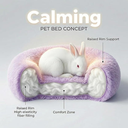 Tiny Dog Bed 11.8 Inch for Extra Small Dogs,Washable Puppy Bed,Soft Faux Fur Calming Donut Bed for Chihuahua Yorkie Maltese Pomeranian,Purple and White