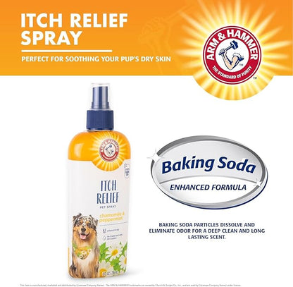 Arm & Hammer for Pets Itch Relief Spray for Dogs, Soothing Dog Skin Spray to Help Calm Itchy and Irritated Skin and Hot Spots Between Baths, Chamomile & Peppermint Scent, 8 Fl Oz - 2 Pack