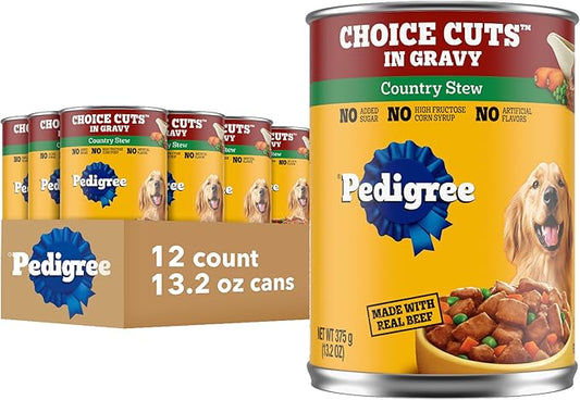 Pedigree Wet Dog Food, Choice Cuts Adult Canned Dog Food, Country Stew Flavor, 13.2 oz. Cans, 12 Count