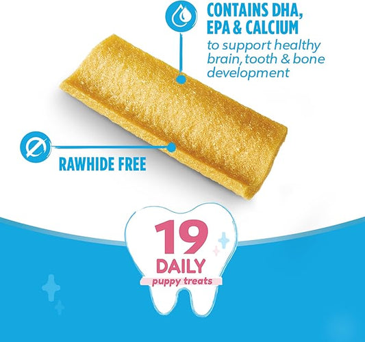 Dentalife Puppy Teething Dog Chews for Small Dogs 3 Months and Up,Chicken Flavor,17.3 oz.,19 Chews - 19 ct. Pouch,(Pack of 2)