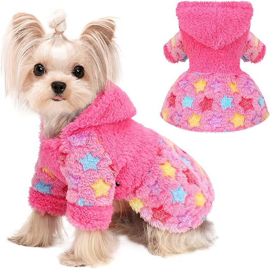 Dog Hoodie Dog Sweater Winter Puppy Clothes for Small Dogs Boy Girl Pet Hoodies Cold Weather Doggie Coats Fall Doggy Sweatshirt for Chihuahua Yorkie Cat Sweater Costume, Rose Pink, XXS