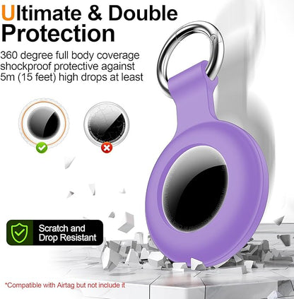 1|2|4Pack for Apple AirTag Holder,for Air Tag 2nd &1st Genaretion,Waterproof GPS Tracker Air Tag Keychain with Cover Anti-Scratch Silicone for Air-Tag Case for Pets,Luggages-Pink+Pink+Purple+Purple