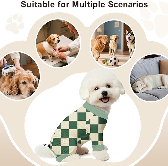 Bienbee Dog Pajamas, 4 Pack Dog Recovery Suit Shedding Suit Cute Soft Puppy Clothes Dogs Pjs Onesies Jammies Adjustable Breathable & Stretchy Clothes for Small Medium Large Dogs Girl Boy Puppy-M