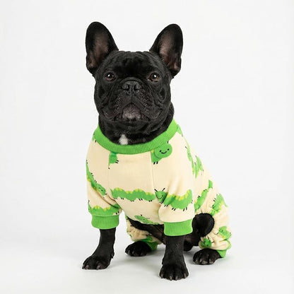 Fitwarm Caterpillar Dog Fleece Pajamas, Cozy Clothes for Small Dogs Boy Girl, Funny Pet Onesie, Beige, Green, Medium