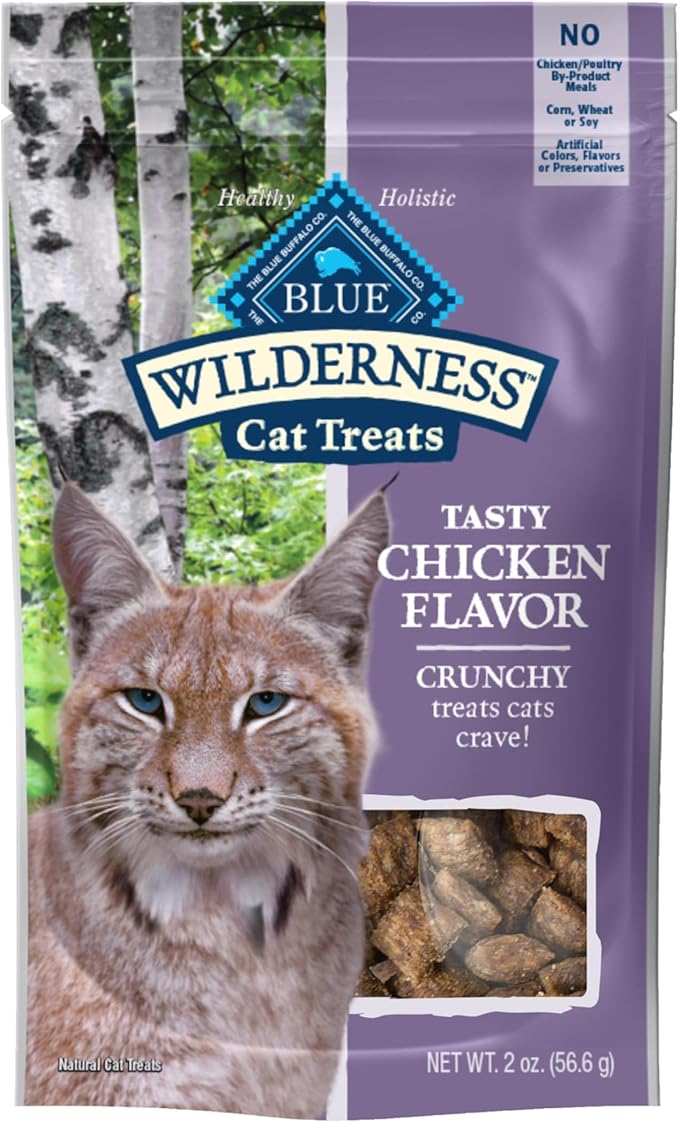 Blue Buffalo Wilderness High Protein Crunchy Cat Treats, Made with Natural Ingredients, Tasty Chicken, 2-oz Bag (Pack of 12)