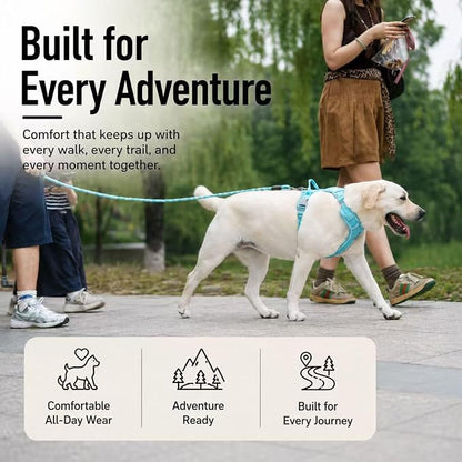 No Pull Dog Harness with Built-in Hidden AirTag & GPS Tracker Holder, Reflective Adjustable Escape-Proof Vest Harness for Small & Medium Dogs (Blue, L)