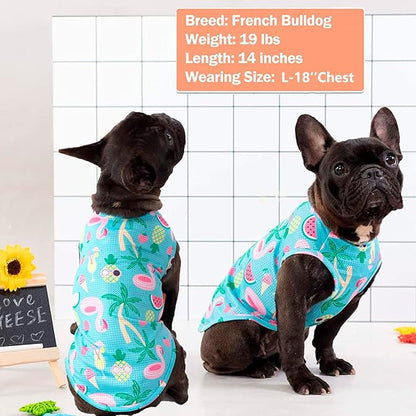 KYEESE 2Pack Dog Shirt, Lightweight Sun Protection Dog T Shirts for Large Dogs Boy Girl, Breathable Mesh Tank Top Sleeveless Pet Reflective Vest, Soft Summer Dogs Clothes, Flamingo+Blue, 3XL