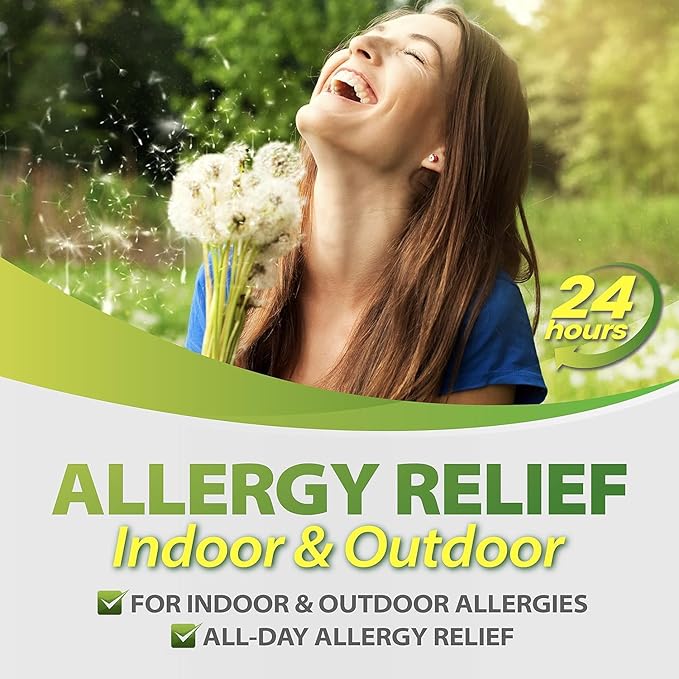 HealthA2Z® Allergy Relief | Cetirizine 10mg | All Day Allergy Relief | Indoor & Outdoor | Relief from Itchy Throat, Sneezing, Runny Noses (10 Count (Pack of 3))