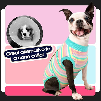 FUAMEY Recovery Suit,Soft Breathable Pet Bodysuit E-Collar & Cone Alternative Surgical Suit Puppy Wear, Anti Licking Wounds Doggie Onesie for Small Medium & Large Pets Dogs,cats,XXL(chest:32.3-39.3)