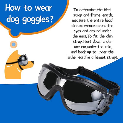 NVTED Dog Sunglasses Dog Goggles, UV Protection Wind Dust Fog Protection Pet Glasses Eye Wear Protect with Adjustable Strap for Medium or Large Dogs (Pack of 2)