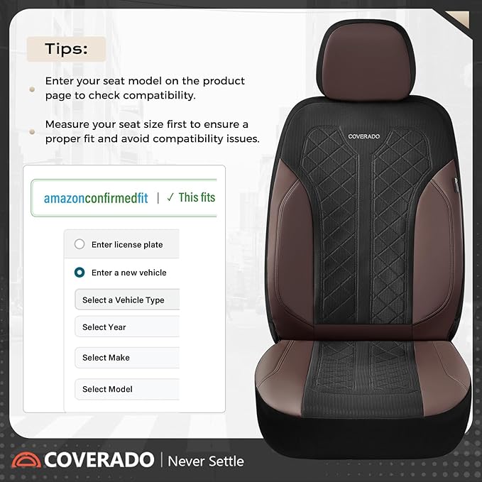 Coverado Automotive Car Seat Cover for 2 Seats,Front Seat Covers, Seat Covers 2-Pack, Driver Car Seat Protectors Universal Fit for Most Vehicles, SUV, Truck, Sedan