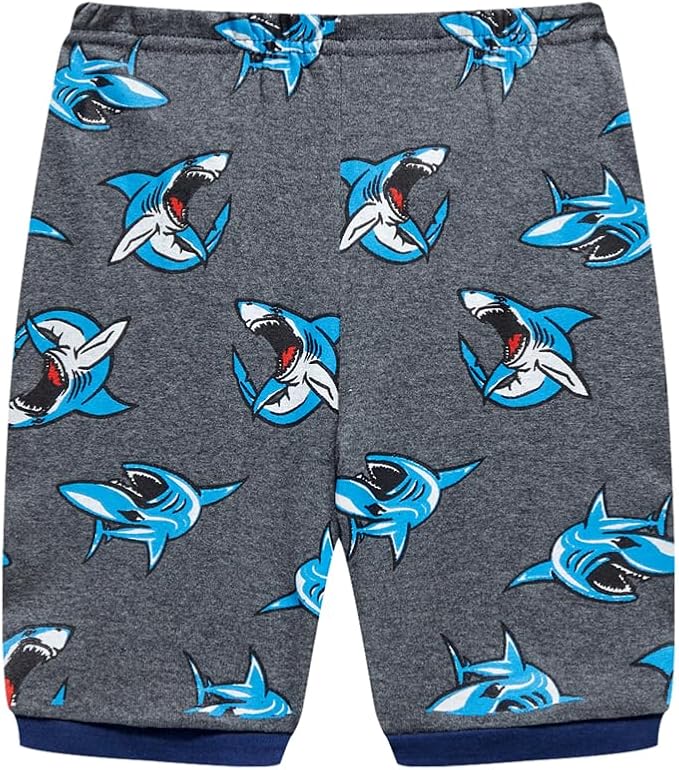 Popshion Boys Pajamas 100% Cotton Toddler Clothes Summer Pjs for Boy Planet Dinosaur Sleepwear Kids Short Sets 2-10 Years
