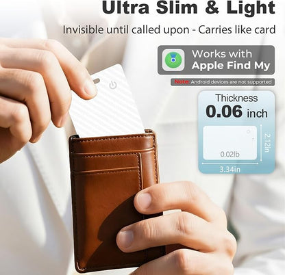 2-Pack Wallet Tracker Card [Apple MFi Certified] (iOS Only), Rechargeable Ultra-Thin Finder 0.07in Bluetooth Air Tracker Tags Smart Finder for Apple Find My IP68 Waterproof for Wallets, Passport,Bags