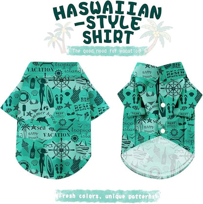Hawaiian Dog Shirt – Lightweight and Breathable Summer T-Shirt with Tropical Prints, Fun Beach Outfit for Small, Medium, and Large Dogs, Perfect for Hot Days and Outdoor Vacation.Beach S