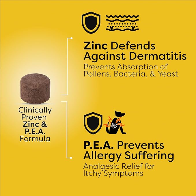 Doc Itchy: Itch Defense Dog Allergy Chews | Zinc + P.E.A. Itch & Allergy Relief Armor | Improve Paw Licking, Scratching, Hot Spots, Red Ears | Zinc Supplement for Dogs | Food Allergy Safe | 90 Chews