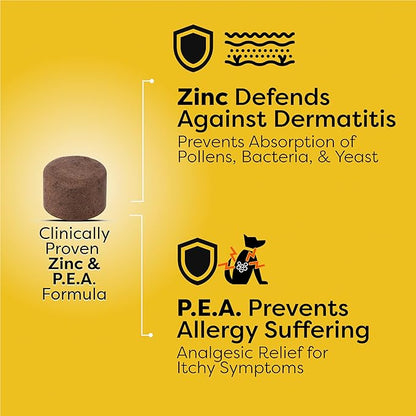 Doc Itchy: Itch Defense Dog Allergy Chews | Zinc + P.E.A. Itch & Allergy Relief Armor | Improve Paw Licking, Scratching, Hot Spots, Red Ears | Zinc Supplement for Dogs | Food Allergy Safe | 90 Chews