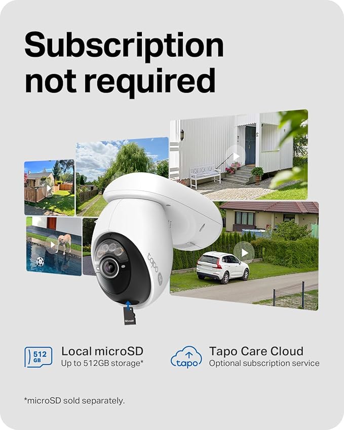 Tapo 4K Outdoor Pan/Tilt Wireless Security Camera - Battery with Solar Charging, 360° Motion Track, 24/7 Capture, Person/Vehicle Detection, Subscription-Free Local Storage or Optional Cloud, C660 KIT